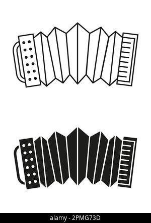 Symbole accordéon noir et blanc à motif vectoriel plat Illustration de Vecteur