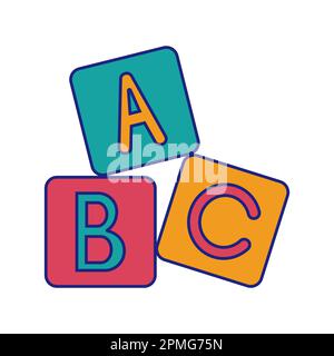 ABC Blocks Toy Icon Flat Design Vector Illustration de Vecteur