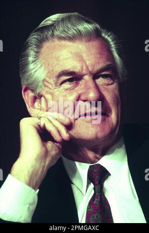 Robert (Bob) Hawke, (9 décembre 1929 – 16 mai 2019) Premier ministre de l'Australie 1983-1991 photographié à la conférence de l'ALP à Hobart, Tasmanie, du 28th au 29th juin 1991 Banque D'Images