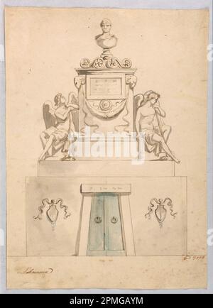 Dessin, élévation d'un monument Sépulcre; conçu par Francesco Massimiliano Laboreur (Italien, 1767 - 1831); Italie; graphite, stylo et encre, brossez et lavez sur du papier Banque D'Images