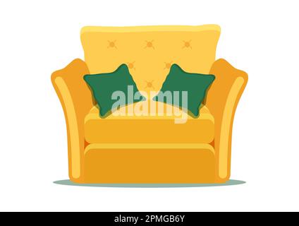 Fauteuil avec deux oreillers vectorisés verts Illustration de Vecteur