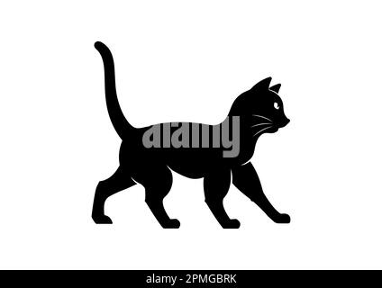 Silhouette de chat noire vecteur Clipart sur fond blanc Illustration de Vecteur