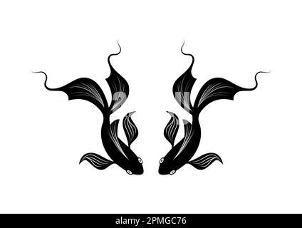 Icône Black Koi Fish Clipart Vector Illustration de Vecteur