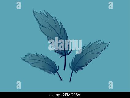 Vecteur artistique en plume bleue. Plume de silhouette Illustration de Vecteur