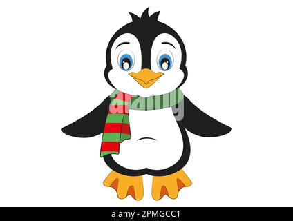 Joli pingouin avec foulard. Pingouin vectoriel Illustration de Vecteur
