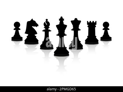 Pièces d'échecs Clipart Flat Design. Vecteur de pièces d'échecs noires Illustration de Vecteur