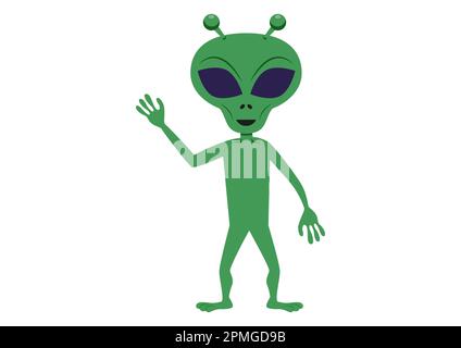 Vert bande dessinée extraterrestre. Illustration vectorielle d'étrangers isolés sur un fond blanc Illustration de Vecteur