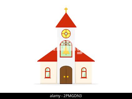 Church Building Clipart Vector Flat Design isolé sur fond blanc Illustration de Vecteur