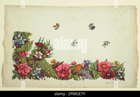 Dessin, motif floral pour textile imprimé; conçu par Jean DuBois (Suisse, 1789 - 1849); France; pinceau et gouache, graphite sur papier vélin blanc; 24 x 38,8 cm (9 7/16 x 15 1/4 po) Banque D'Images