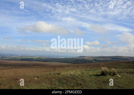 Darwen Tower et Darwen Hill vus de Great Hill au-dessus de Wheelton Moor lors d'un jour d'automne, The West Pennine Moors Lancashire England Banque D'Images