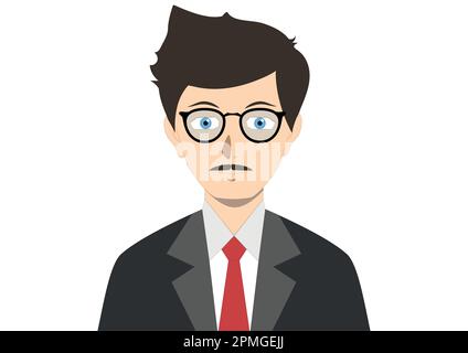 Homme élégant avec lunettes, costume et cravate Illustration de Vecteur