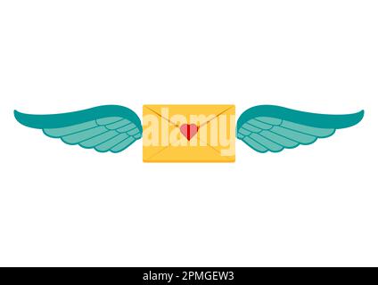 Enveloppe d'ailes volantes Vector Flat Design isolée sur fond blanc Illustration de Vecteur