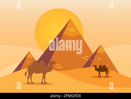 Égypte Pyramids Flat Design Vector Illustration de Vecteur