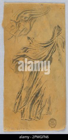 Dessin, étude de draperies; Francis Augustus Lathrop (américain, 1849 - 1909); États-Unis; graphite sur papier à tracer; 25,2 × 12,3 cm (9 15/16 × 4 13/16 po); 1914-38-156 Banque D'Images