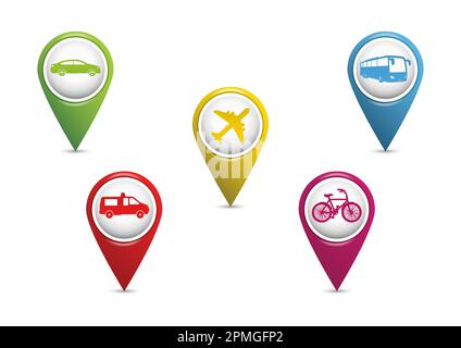 Panneaux d'emplacement de transport plats Vivid Design Vector Illustration de Vecteur