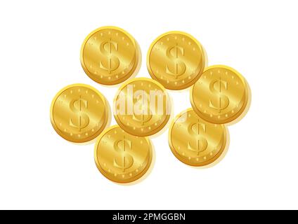 Golden coin Clipart Vector isolé sur fond blanc Illustration de Vecteur