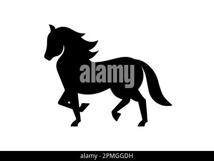 Symbole cheval Flat Design Vector. Silhouette de cheval noire Illustration de Vecteur