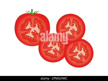 Moitié de tomates et tranches de tomates Clipart Vector Illustration de Vecteur