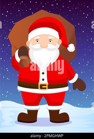 Scénario de dessin animé de personnage du Père Noël joyeux Noël Illustration de Vecteur