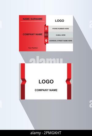 Modèle de carte de visite moderne rouge blanc et gris - modèle de carte de visite Vector Illustration de Vecteur