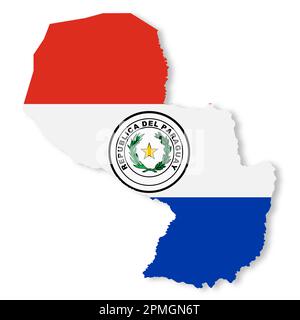 Carte du Paraguay sur fond blanc avec illustration du chemin d'écrêtage 3D Banque D'Images