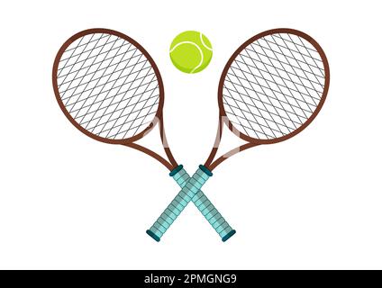 Raquettes de tennis avec balle de tennis isolée sur fond blanc vectoriel Illustration de Vecteur