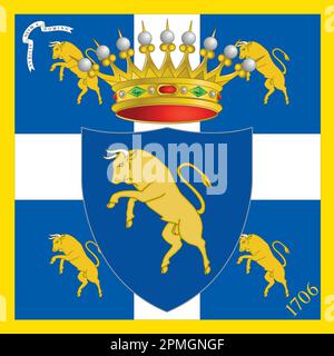 Ville de Turin armoiries officielles sur le drapeau, Piémont, Italie, Union européenne, illustration vectorielle Illustration de Vecteur