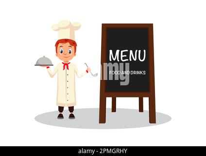Illustration vectorielle d'un cuisinier de chef de dessin animé. Cuisinez des personnages. Caricature drôle de cuisinier Illustration de Vecteur