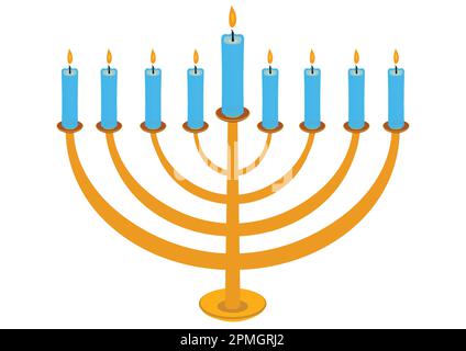 Vecteur Hanukkah Candela isolé sur fond blanc. Bonne Hanoukkah Illustration de Vecteur