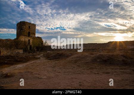 Les ruines de la forteresse d'Enisala - Roumanie, ancienne Banque D'Images