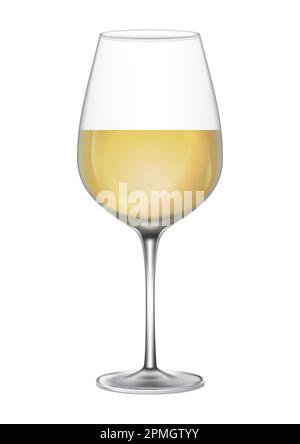 Verres à vin avec vin blanc. Illustration vectorielle de verres à vin isolés sur fond blanc Illustration de Vecteur