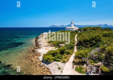 Alcanada Lighthouse à Majorque, Espagne. Banque D'Images