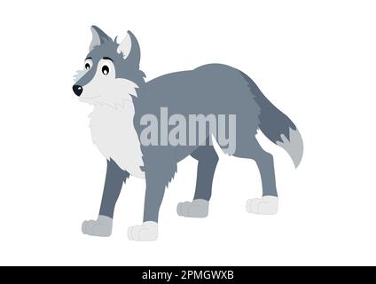 Vecteur de personnage de dessin animé Wolf sur fond blanc Illustration de Vecteur