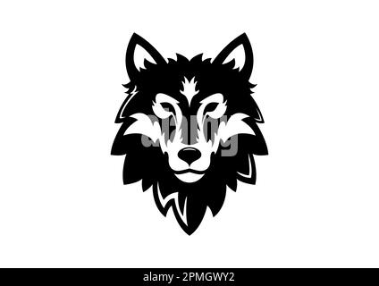 Wolf Head Icon logo Flat Design Vector. Tête de loup noir Illustration de Vecteur