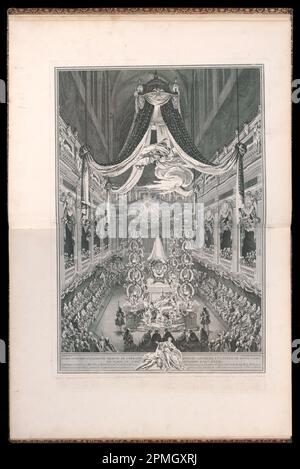 Impression liée, pompe funèbre d’Elisabeth Thérèse de Lorraine Reine de Sarde, en l’église de notre Dame de Paris le XXIIE. SEPTEMBRE M.DCC.XXXXI. (Funérailles d'Elisabeth Thérèse de Lorraine, Reine de Sardaigne, dans l'église notre Dame de Paris le 22nd septembre 1741); conçu par Michel de Bonneval (français, d. 1766); gravé par Charles Nicolas Cochin le jeune (1715 - 1790); publié par menus-plaisir du Roi; France; gravure et gravure sur papier ; 91,4 × 61,1 cm (36 × 24 1/16 po.) Banque D'Images