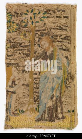 Fragment (Italie); coton, lin, soie et métal; Warp x trame: 25 x 14 cm (9 13/16 x 5 1/2 po); 1963-70-3 Banque D'Images