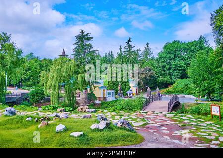 Rocky Little Switzerland partie du parc Sofiyivsky à Uman, Ukraine Banque D'Images