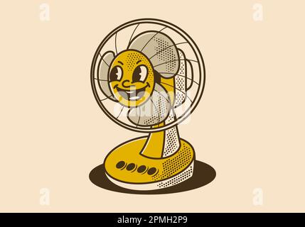 Motif personnage mascotte d'un ventilateur de table Illustration de Vecteur