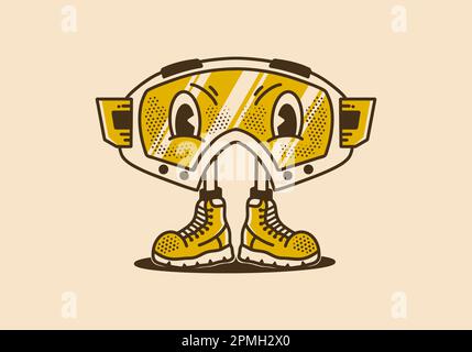 Dessin d'illustration de personnage de mascotte d'un verre de motocross Illustration de Vecteur