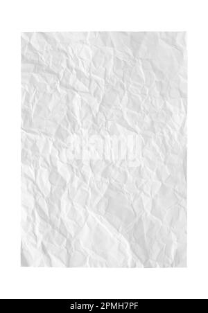 Feuille de papier blanc froissé isolée sur fond blanc Banque D'Images