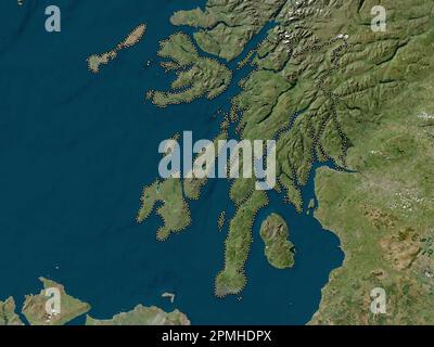 Argyll et Bute, région d'Écosse - Grande-Bretagne. Carte satellite basse résolution Banque D'Images