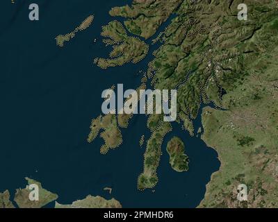 Argyll et Bute, région d'Écosse - Grande-Bretagne. Carte satellite haute résolution Banque D'Images