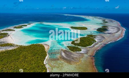 Antenne de la lagune bleue, atoll de Rangiroa, Tuamotus, Polynésie française, Pacifique Sud, Pacifique Banque D'Images