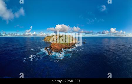 Antenne panoramique de l'île Pitcairn, territoire britannique d'outre-mer, Pacifique Sud, Pacifique Banque D'Images