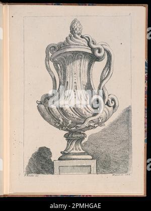 Imprimé relié, planche 5, Livre de vases; conçu par François Boucher (français, 1703–1770); gravé par Gabriel Huquier (français, 1695–1772); publié par chez le Père et Avaulez; France; gravure sur papier crème Banque D'Images