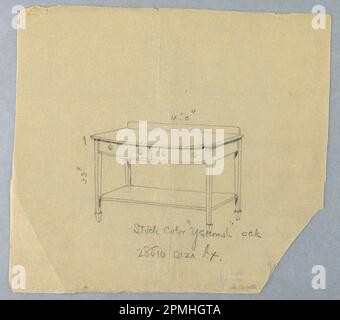 Dessin, conception pour table de service avec deux tiroirs et Convex Front; conçu par A.N. Davenport Co.; graphite sur papier à tracer crème; 21,6 x 24,1 cm (8 1/2 x 9 1/2 po.) Banque D'Images