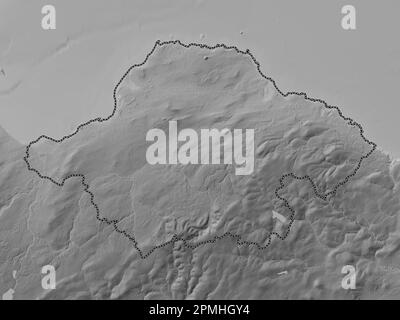 East Lothian, région d'Écosse - Grande-Bretagne. Carte d'altitude en niveaux de gris avec lacs et rivières Banque D'Images