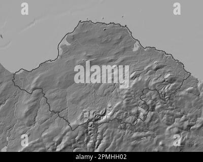 East Lothian, région d'Écosse - Grande-Bretagne. Carte d'altitude à deux niveaux avec lacs et rivières Banque D'Images