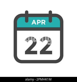 22 avril jour civil ou Date calendrier pour l'échéance ou le rendez-vous Illustration de Vecteur