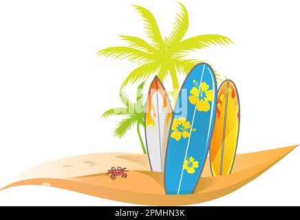 Motif vectoriel de surf d'été isolé sur blanc Illustration de Vecteur